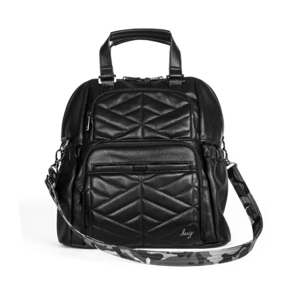 Lug Canter VL Convertible Tote Crossbody/Backpack Black with Camo Print Strap - Picture 1 of 13